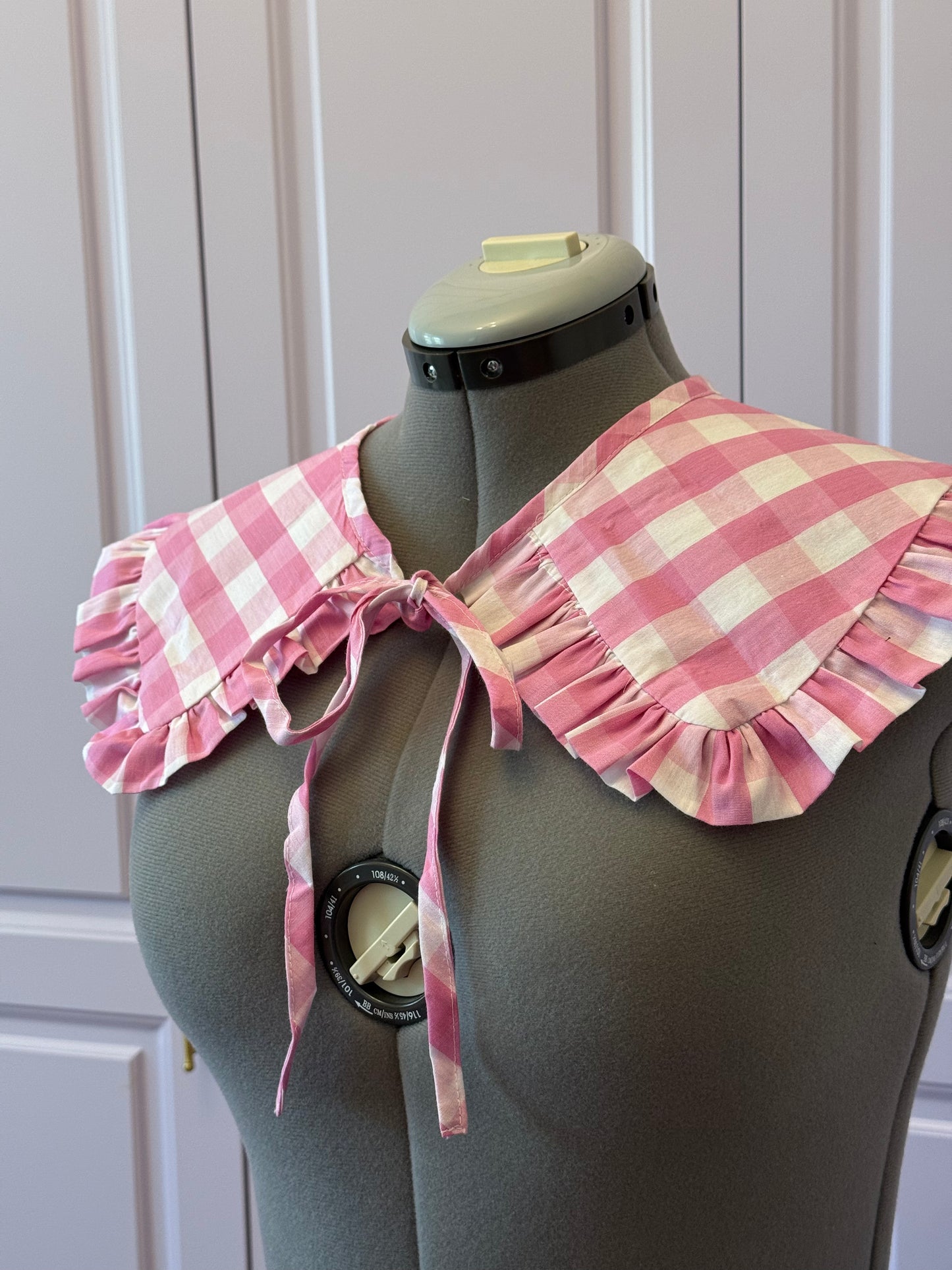 Round collar - Pink Gingham Cotton