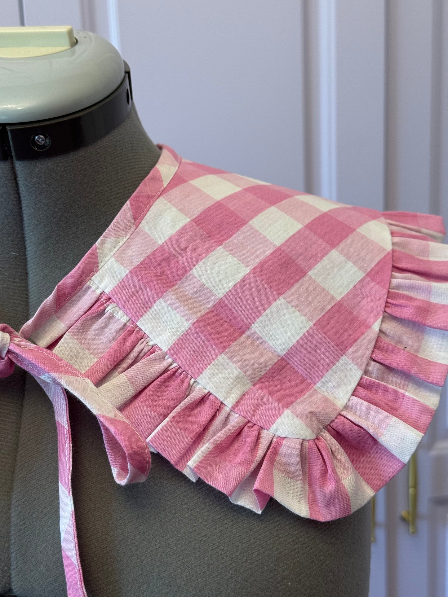Round collar - Pink Gingham Cotton