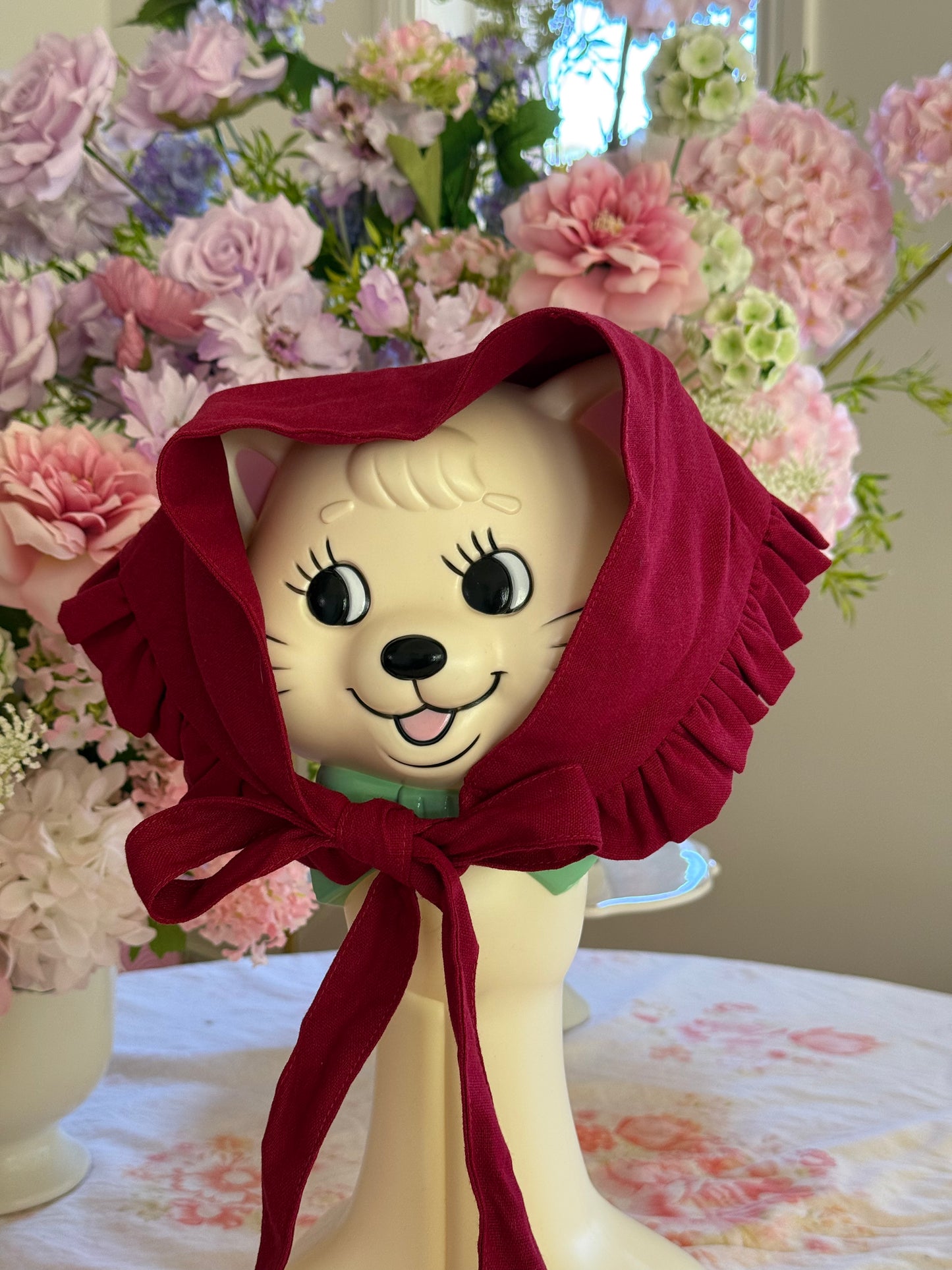 Babushka Scarf - Wine Red Linen