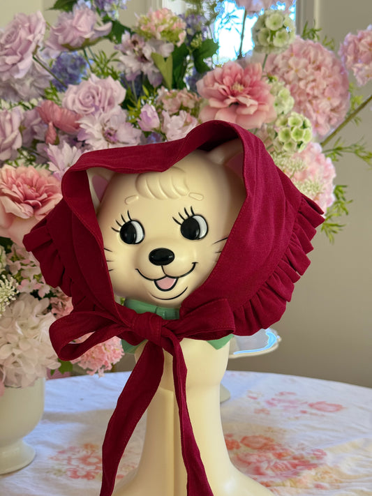 Babushka Scarf - Wine Red Linen