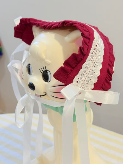 Headdress - Wine Red / Red Linen