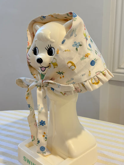 Babushka Scarf - Cute Birds Japanese Cotton