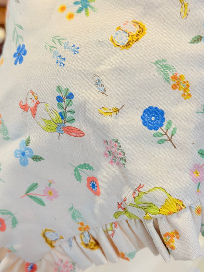 Babushka Scarf - Cute Birds Japanese Cotton