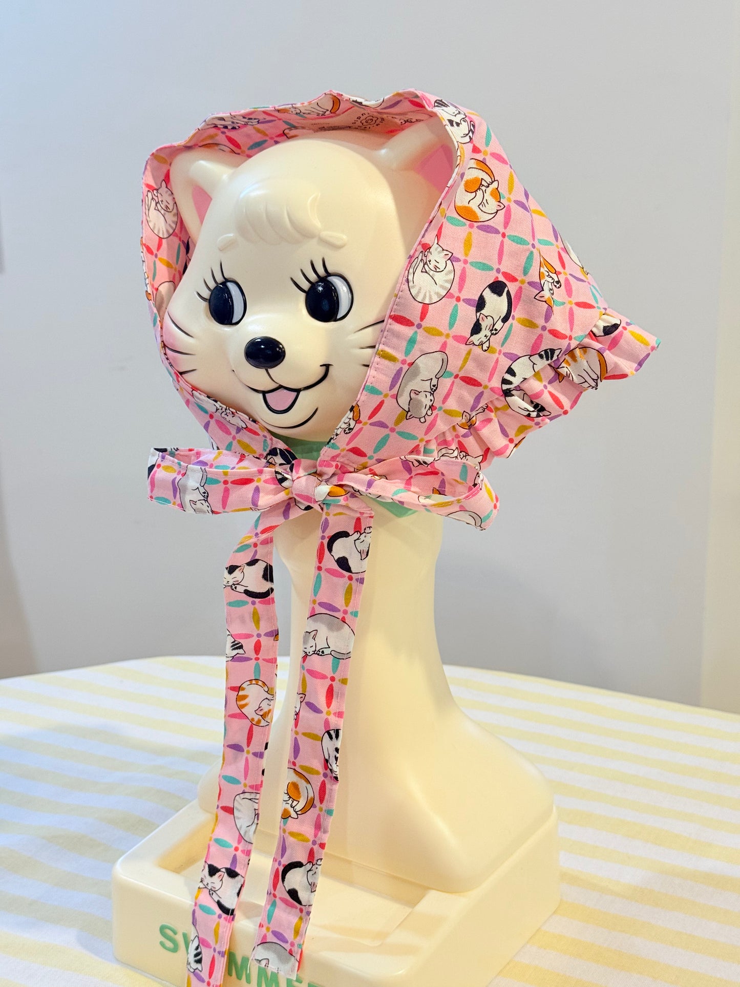Babushka Scarf - Cat Grid Japanese Cotton