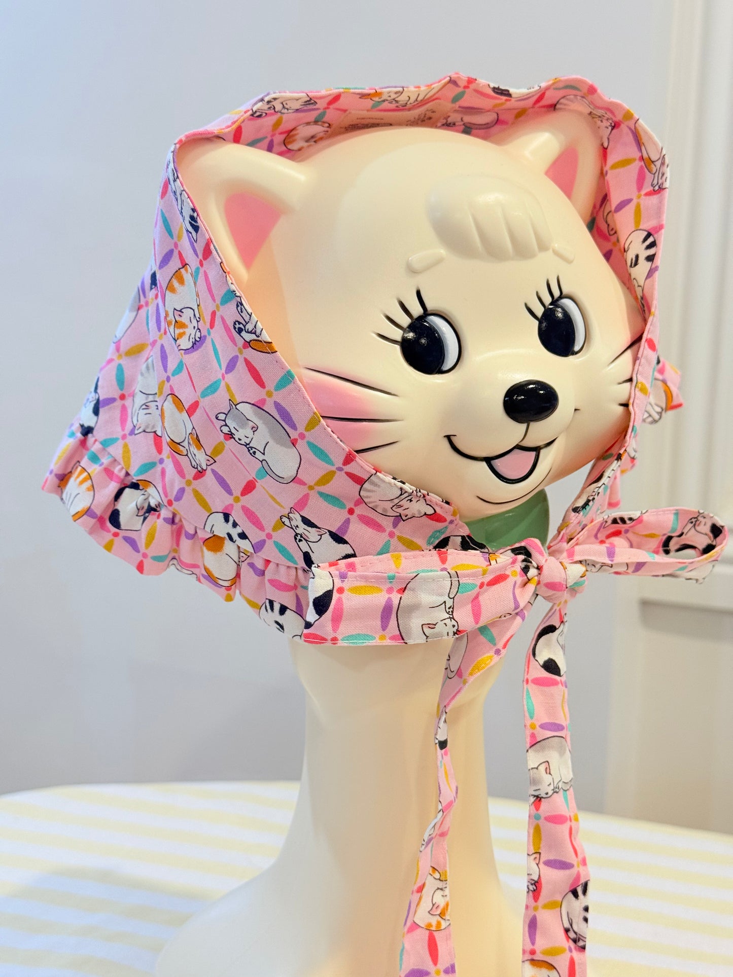 Babushka Scarf - Cat Grid Japanese Cotton