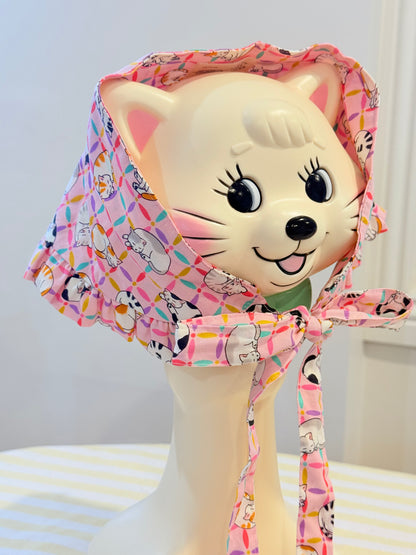 Babushka Scarf - Cat Grid Japanese Cotton