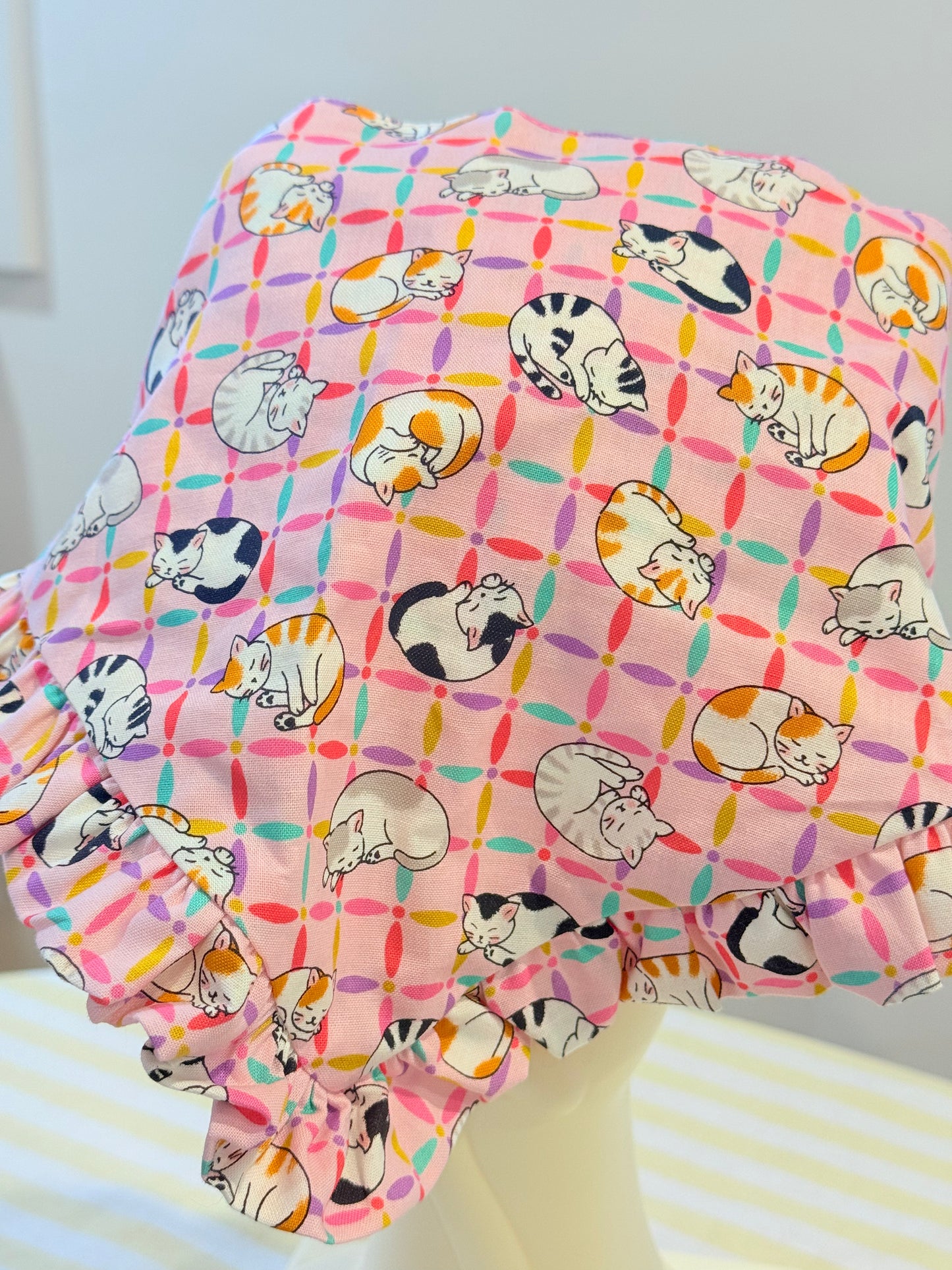 Babushka Scarf - Cat Grid Japanese Cotton