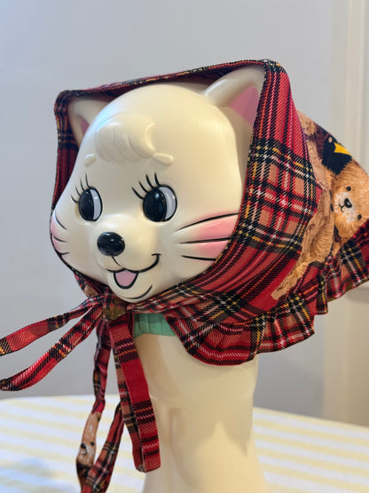 Babushka Scarf - Bear Tartan Cotton