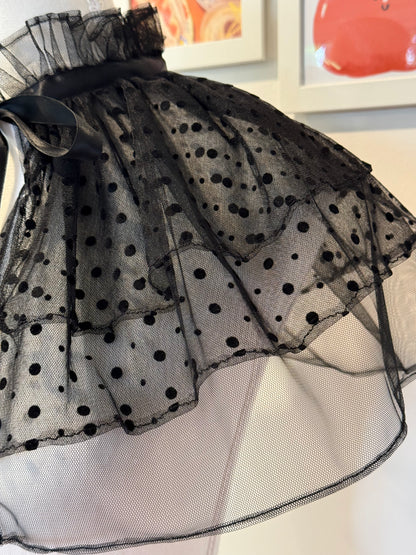 Layered Capelet Collar - Black Dotted Tulle