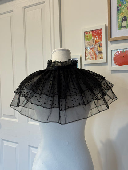 Layered Capelet Collar - Black Dotted Tulle