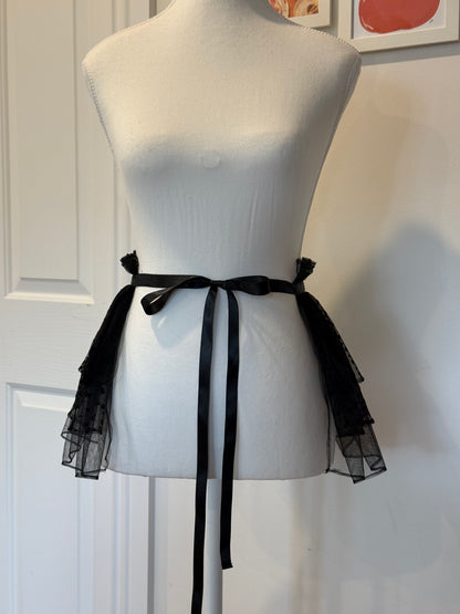Layered Capelet Collar - Black Dotted Tulle